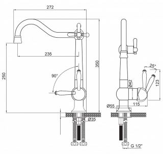 Смеситель для кухни Paulmark Retro Re213226-NI никель