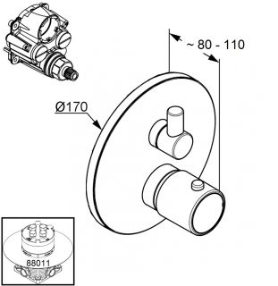 Встраиваемый смеситель для ванны и душа Kludi Zenta с термостатом хром 388300545