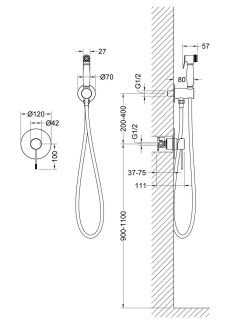 Гигиенический душ со смесителем Timo Saona 2389/18SM чёрное золото
