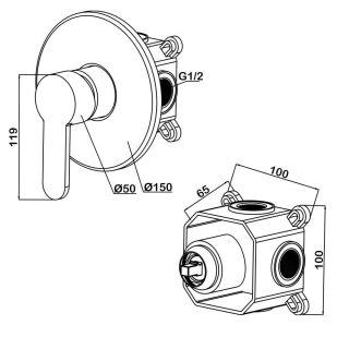 Встраиваемый смеситель Swedbe Platta 5523 подключение на один выхода хром