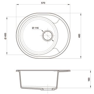 Мойка кухонная Reflexion Allonge 58-BL RF0658BL черный