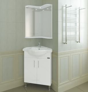 Зеркало с подсветкой СанТа Аврора 116001 угловое 65см белый