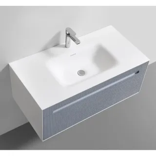 Тумба с раковиной Black&White Universe 9201000 100 см молочный белый матовый/цемент серый матовый