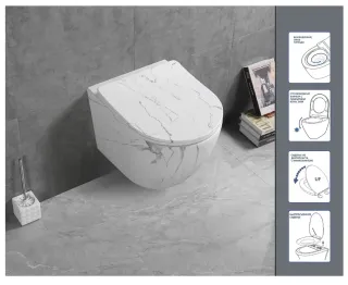 Унитаз подвесной Ceruttispa Sella Aria Tornado CT9532 безободковый белый мрамор матовый