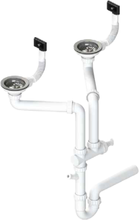 Двойной Сифон Alveus 1130559 с двумя переливами 2XSPH 114-PP-114-PP