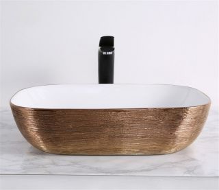 Раковина CeramaLux  D1333H132 бело-медная 46 см