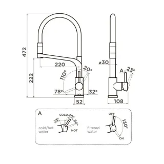 Смеситель для кухни Omoikiri Sinto 2 Plus LG-BL светлое золото/чёрный