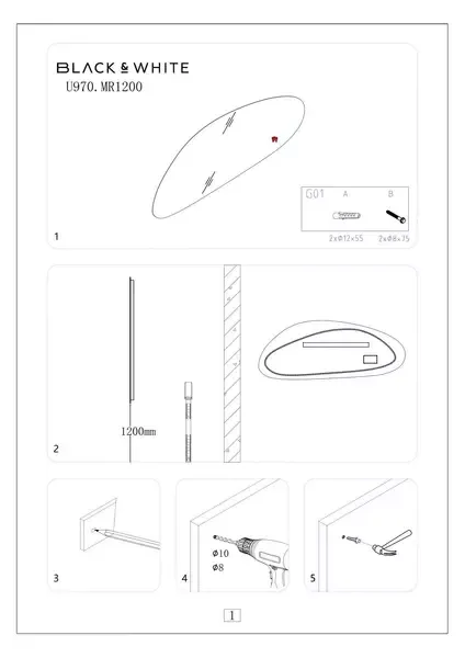 Зеркало Black&White 970.MR1200	114 см