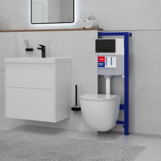 Инсталляция для подвесного унитаза Lemark Peneda Expert 9812216 с кнопкой смыва Bit чёрный матовый soft touch