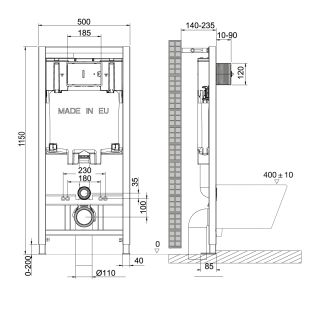 Комплект 3в1 100801427 инсталляция Lemark Peneda с кнопкой смыва Bit хром глянец унитаз подвесной безободковый Glazer торнадо белый глянец