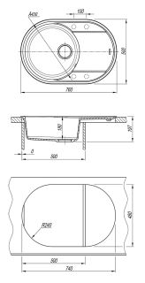 Кухонная мойка Lemark Lacha 760 9910057 грей