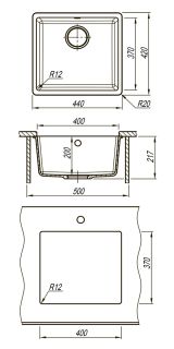 Кухонная мойка Lemark Sinara 440-U 9910071 серый шёлк