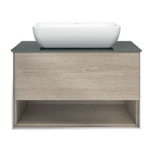 Kerama Marazzi Тумба PLAZA Modern PLB.M.80.1\OAK.O, подвесная 80 см,1 выдвижной ящик и открытая полка, цв.дуб Орегон