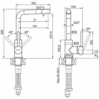 Смеситель для кухни Paulmark Honner Ho212018-418 чёрный металлик