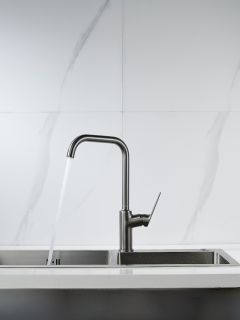 Смеситель для кухни Knotlor KN-61/GM, вороненая сталь