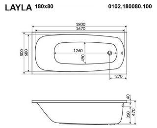 Гидромассажная ванна Whitecross Layla 0102.180080.100.RELAX.BR 180x80см Relax бронза