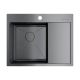 Мойка кухонная Omoikiri Akisame 65-GM-L нерж.сталь/вороненая сталь