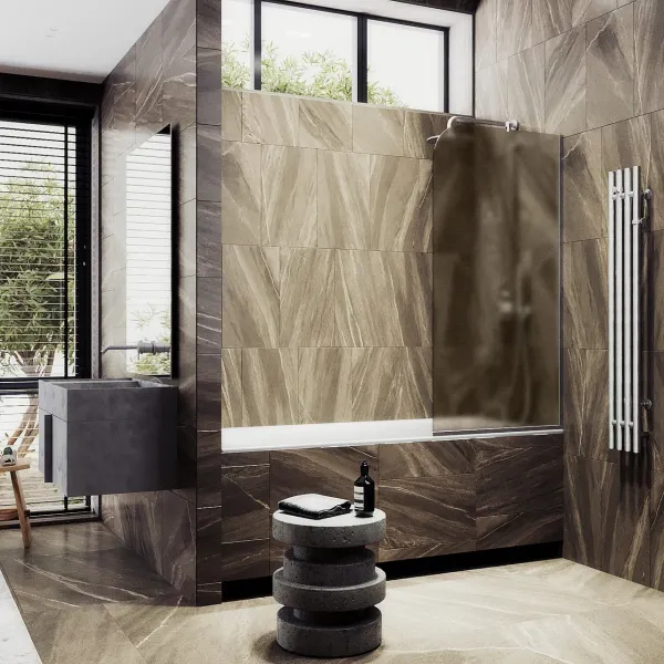 Шторка на ванну MaybahGlass MGV-136-5у 44см хром матовый