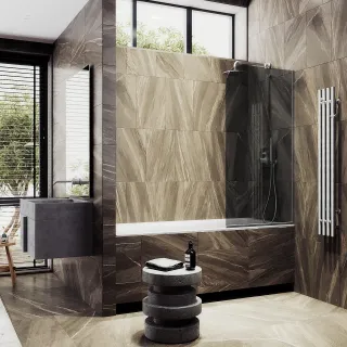 Шторка на ванну MaybahGlass MGV-140-5у 54см хром матовый