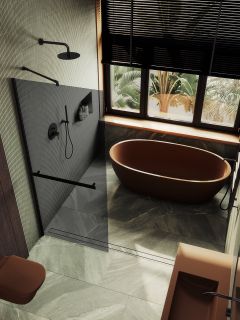 Душевая перегородка MaybahGlass MGD-729-6ш 79см чёрный