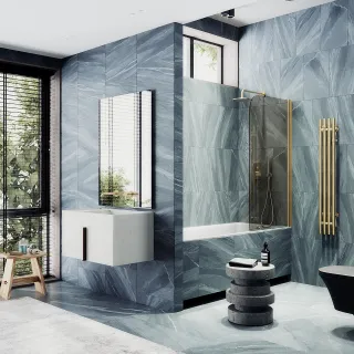 Шторка на ванну MaybahGlass MGV-601-3 40см золото