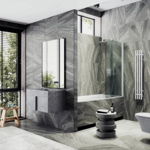 Шторка на ванну MaybahGlass MGV-605-1 40см белый