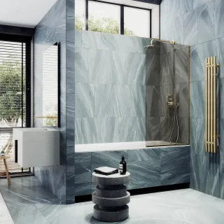 Шторка на ванну MaybahGlass MGV-151-3у 74см золото