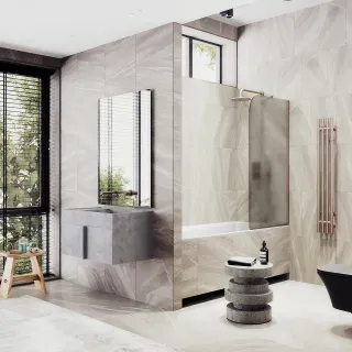 Шторка на ванну MaybahGlass MGV-150-2у 74см бронза