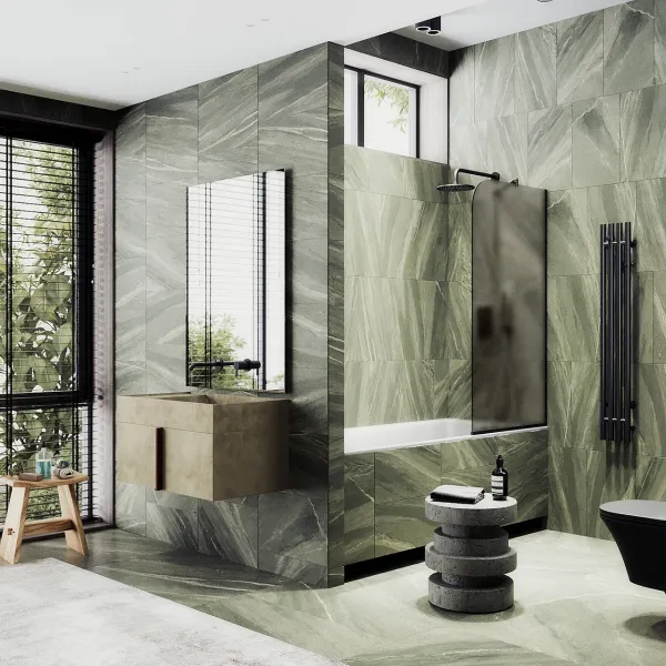 Шторка на ванну MaybahGlass MGV-249-6у 30см чёрный