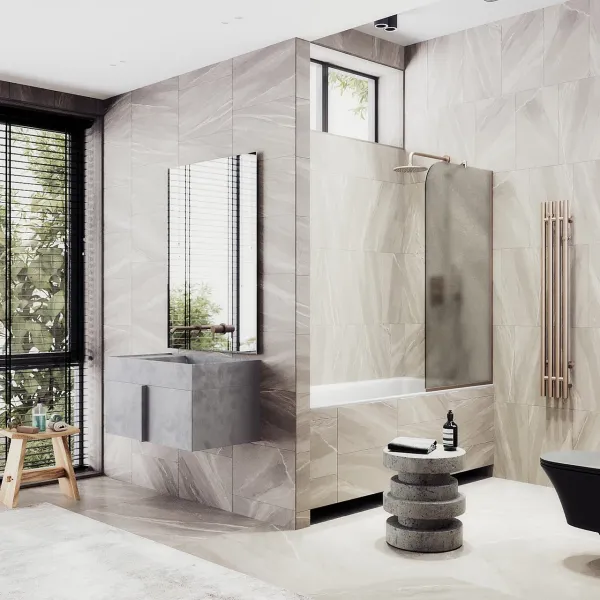 Шторка на ванну MaybahGlass MGV-72-2у 40см бронза