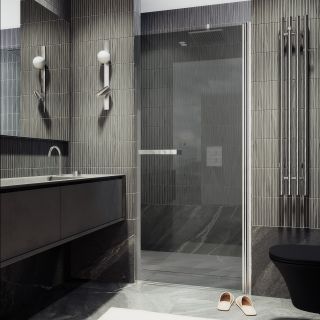 Душевая дверь MaybahGlass MGD-456-5 80см хром матовый/графит