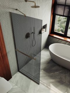 Душевая перегородка MaybahGlass MGD-729-2у 79см бронза