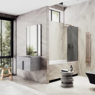 Шторка на ванну MaybahGlass MGV-87-2у 70см бронза