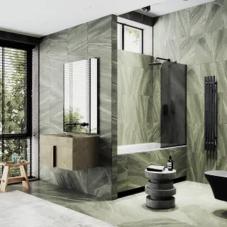 Шторка на ванну MaybahGlass MGV-89-6у 90см чёрный