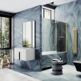 Шторка на ванну MaybahGlass MGV-774-3 50см золото