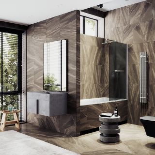 Шторка на ванну MaybahGlass MGV-786-5 70см хром матовый