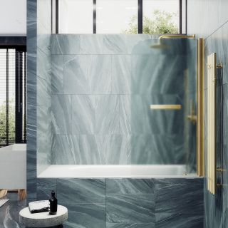 Шторка на ванну MaybahGlass MGV-775-3 50см золото