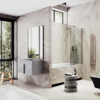 Шторка на ванну MaybahGlass MGV-596-2 40см бронза