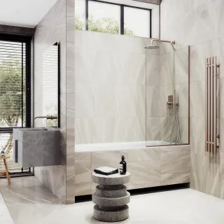 Шторка на ванну MaybahGlass MGV-65-2у 90см бронза