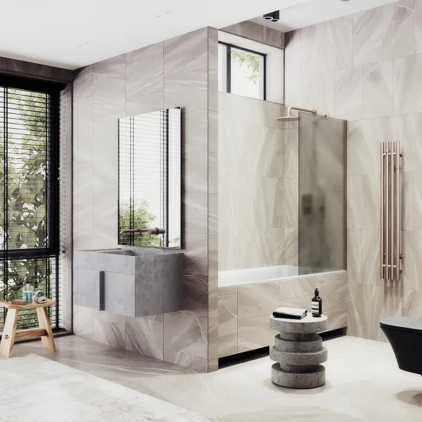 Шторка на ванну MaybahGlass MGV-75-2ш 70см бронза