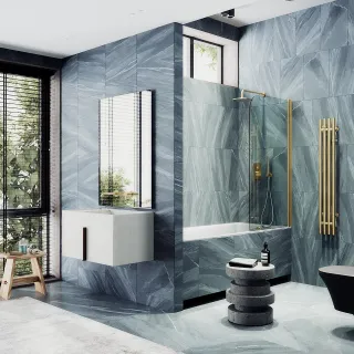 Шторка на ванну MaybahGlass MGV-597-3 50см золото