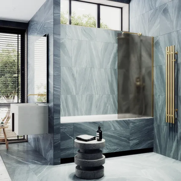 Шторка на ванну MaybahGlass MGV-77-3ш 90см золото