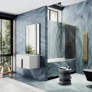 Шторка на ванну MaybahGlass MGV-84-3ш 40см золото