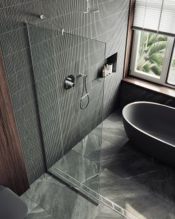 Душевая перегородка MaybahGlass MGD-695-5у 79см хром матовый