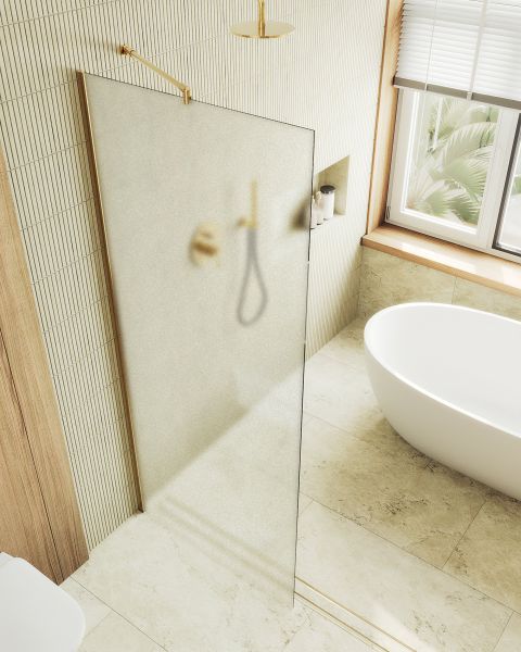 Душевая перегородка MaybahGlass MGD-700-3ш 79см золото