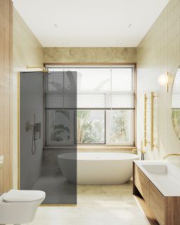 Душевая перегородка MaybahGlass MGD-698-3у 79см золото