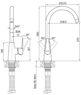 Смеситель для кухни Paulmark Holstein Ho212065-308 чёрный