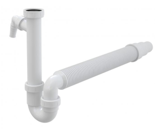 Сифон для мойки AlcaPlast трубчатый с накидной гайкой 6/4"  подводкой и гофрой A83-DN50/40