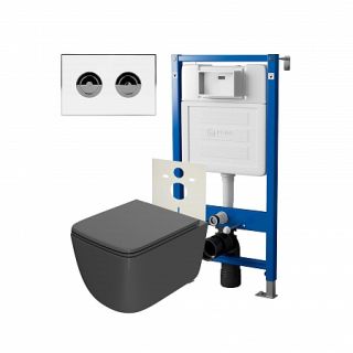 Комплект унитаза с инсталляцией Point Элемент PN48197WC с сиденьем Микролифт