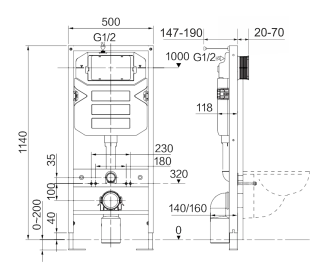 Инсталляция для унитаза Ceramica Nova Envision CN1001W с кнопкой смыва Round белый